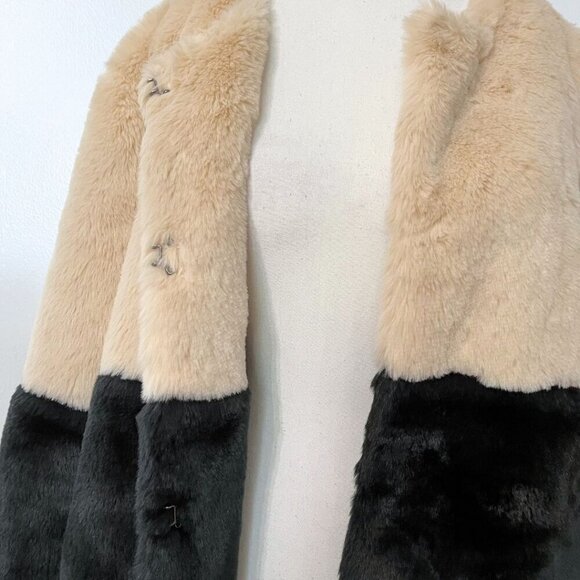 JOVONNA LONDON CREAM BLACK COLORBLOCK FAUX FUR JACKET COAT - 8 (12UK) - Picture 8 of 11